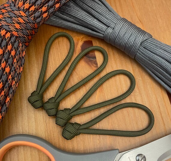 Paracord Zipper Pull - Assorted Colors - Overhand Knot - Pack of 3