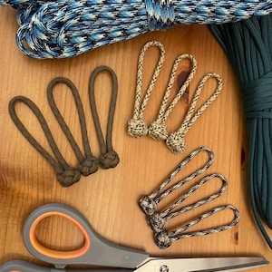 Paracord Zipper Pulls - Assorted Camo Color Pattern - Diamond Knot - Pack of 5