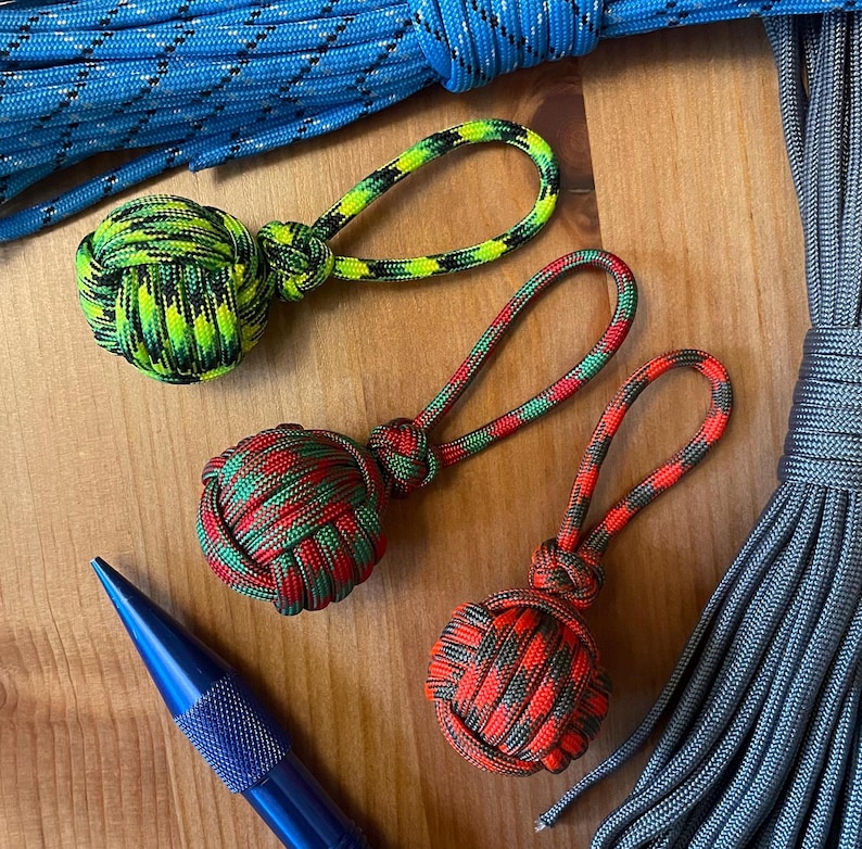 Paracord Monkey Fist Christmas Ornaments - Holiday Decor or Christmas