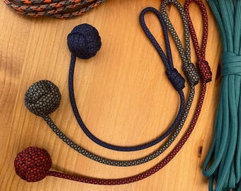 Paracord Long Shot Begleri - Assorted Colors - Monkey Fist - Skill toy, desk toy, or fidget toy