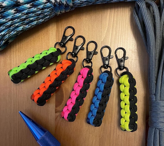 Paracord Keychain Pack - Black and Assorted Neon Color - Box Knot