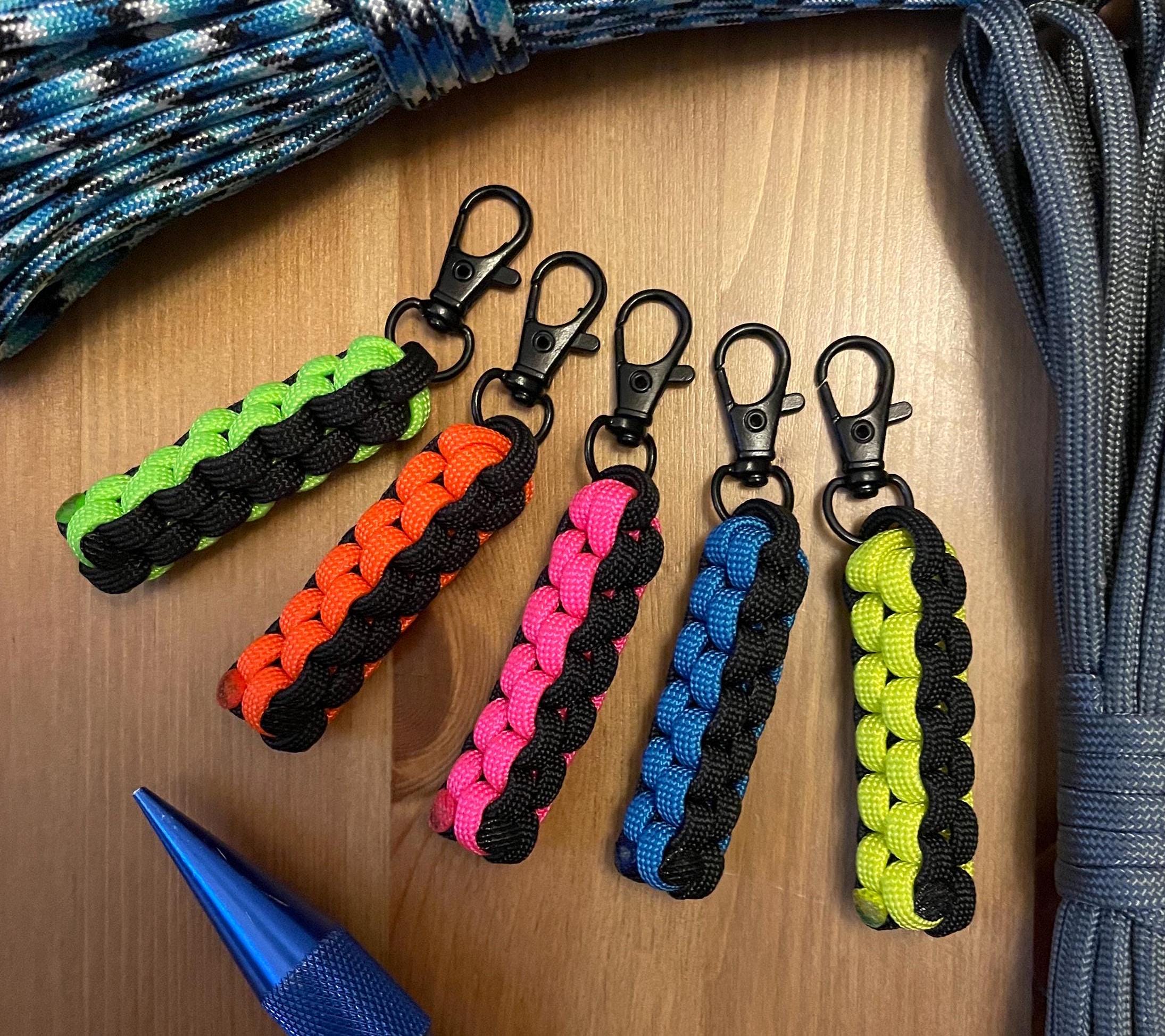 Paracord Keychain Pack - Black and Assorted Neon Color - Box Knot