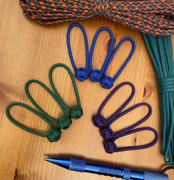 Paracord Zipper Pulls - Assorted Colors - Monkey Fist Mini Knot