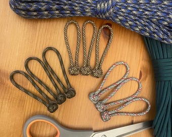 Paracord Zipper Pulls - Assorted Color Patterns - Diamond Knot - Pack of 5