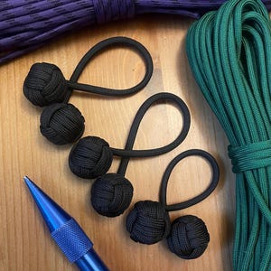 Monkey Fist Paracord Begleri | Black Color | Handmade | Skill toy or fidget toy
