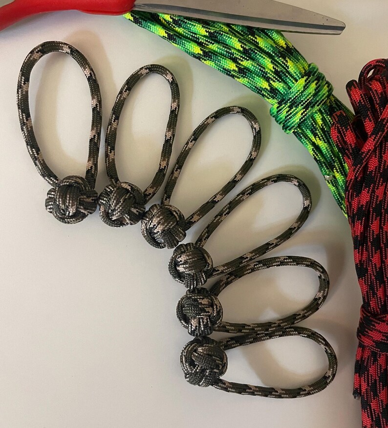 Monkey Fist Paracord Zipper Pulls Mini Knot Front Range Camo Set of Six
