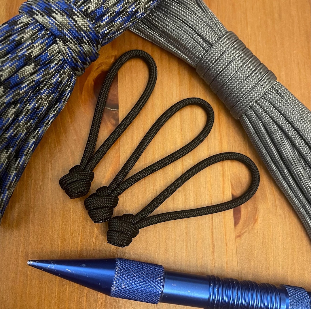 Paracord Zipper Pull - Assorted Colors - Overhand Knot - Pack of 3