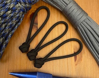 Paracord Zipper Pull - Assorted Colors - Overhand Knot - Pack of 3, 6, or 10