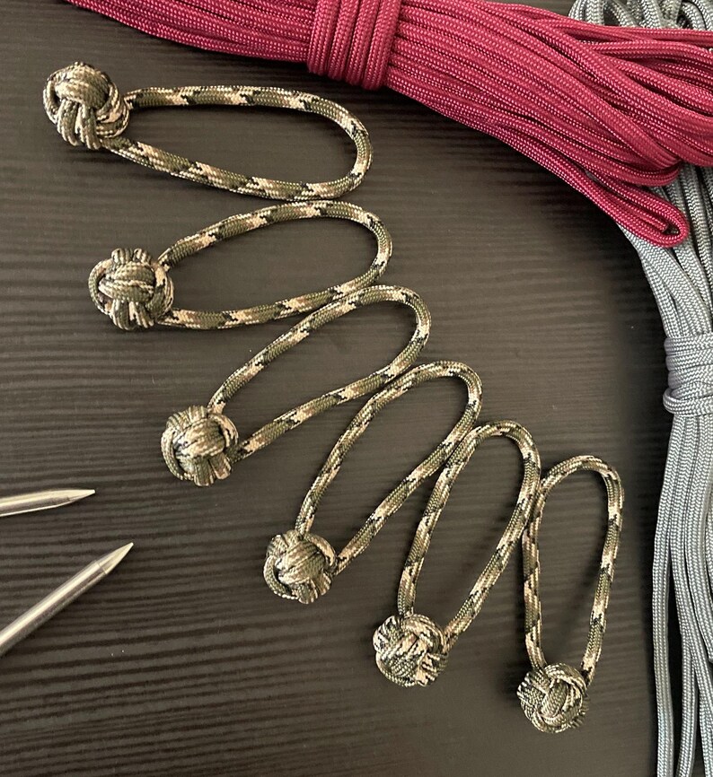 Monkey Fist Paracord Zipper Pulls Mini Knot Front Range Camo Set of Six