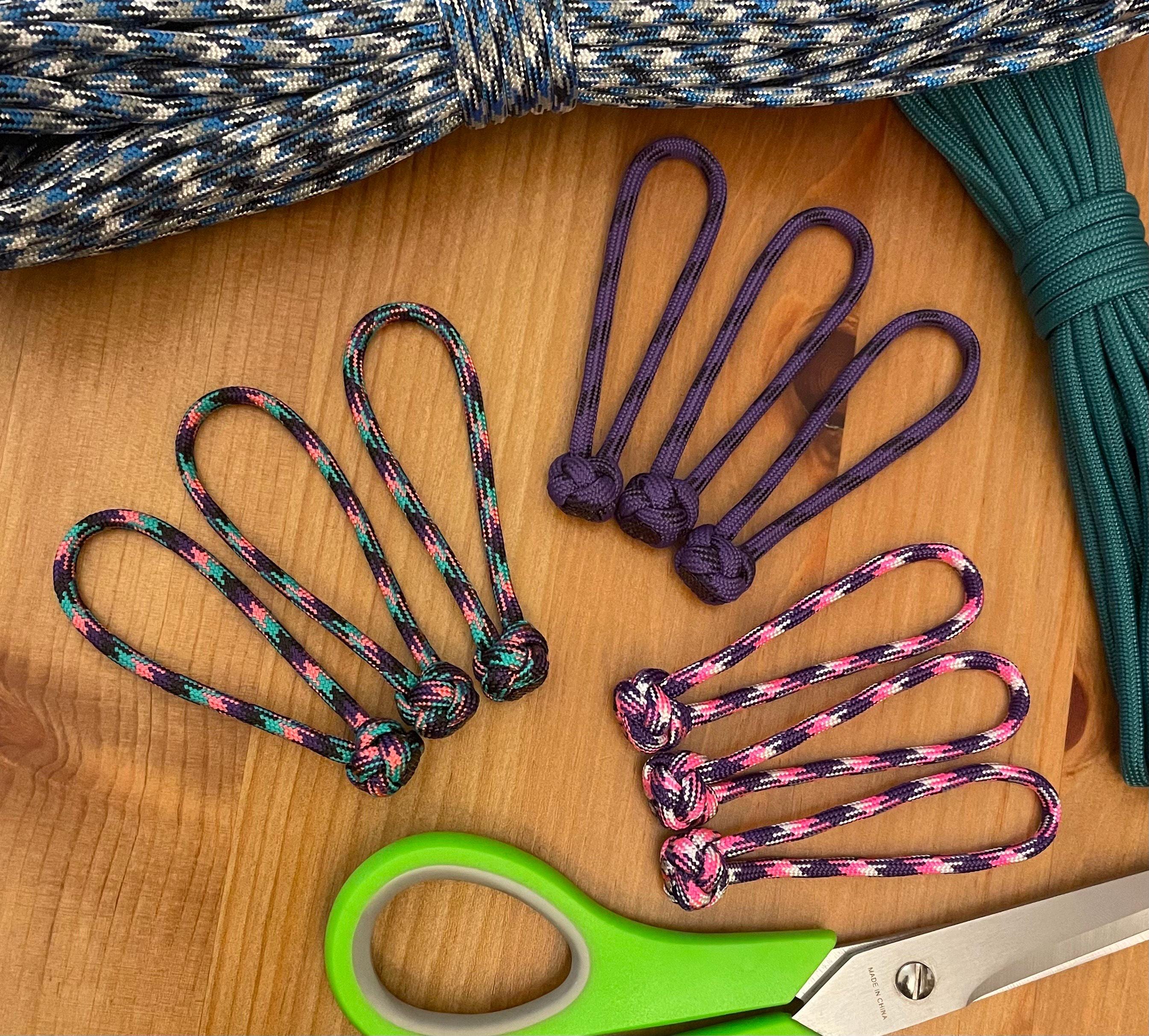 Paracord Zipper Pulls - Assorted Purple And/or Pink Color Patterns