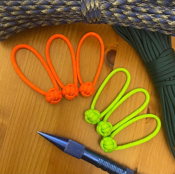 Paracord Zipper Pulls - Assorted Neon Color Patterns - Monkey Fist