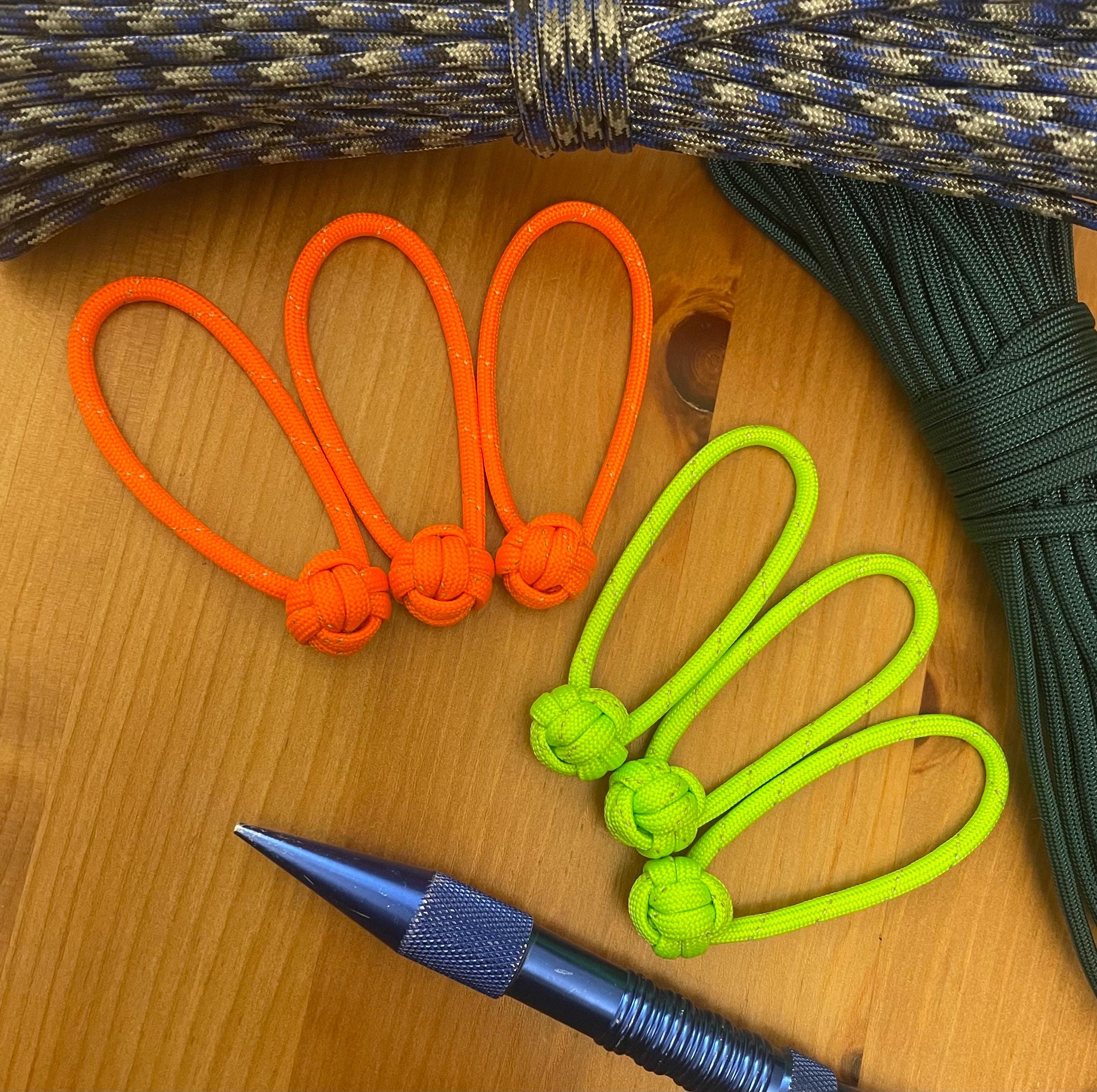 Paracord Zipper Pulls - Assorted Neon Color Patterns - Monkey Fist