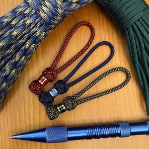 Paracord Knife Lanyard - Assorted Colors - Woven Pattern Stainless Steel Bead - Diamond Knots