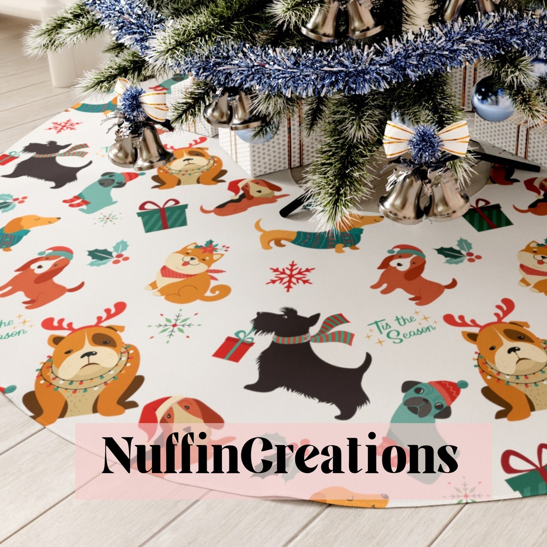Christmas Tree Skirt Dog Christmas Tree Skirt Christmas Tree Etsy