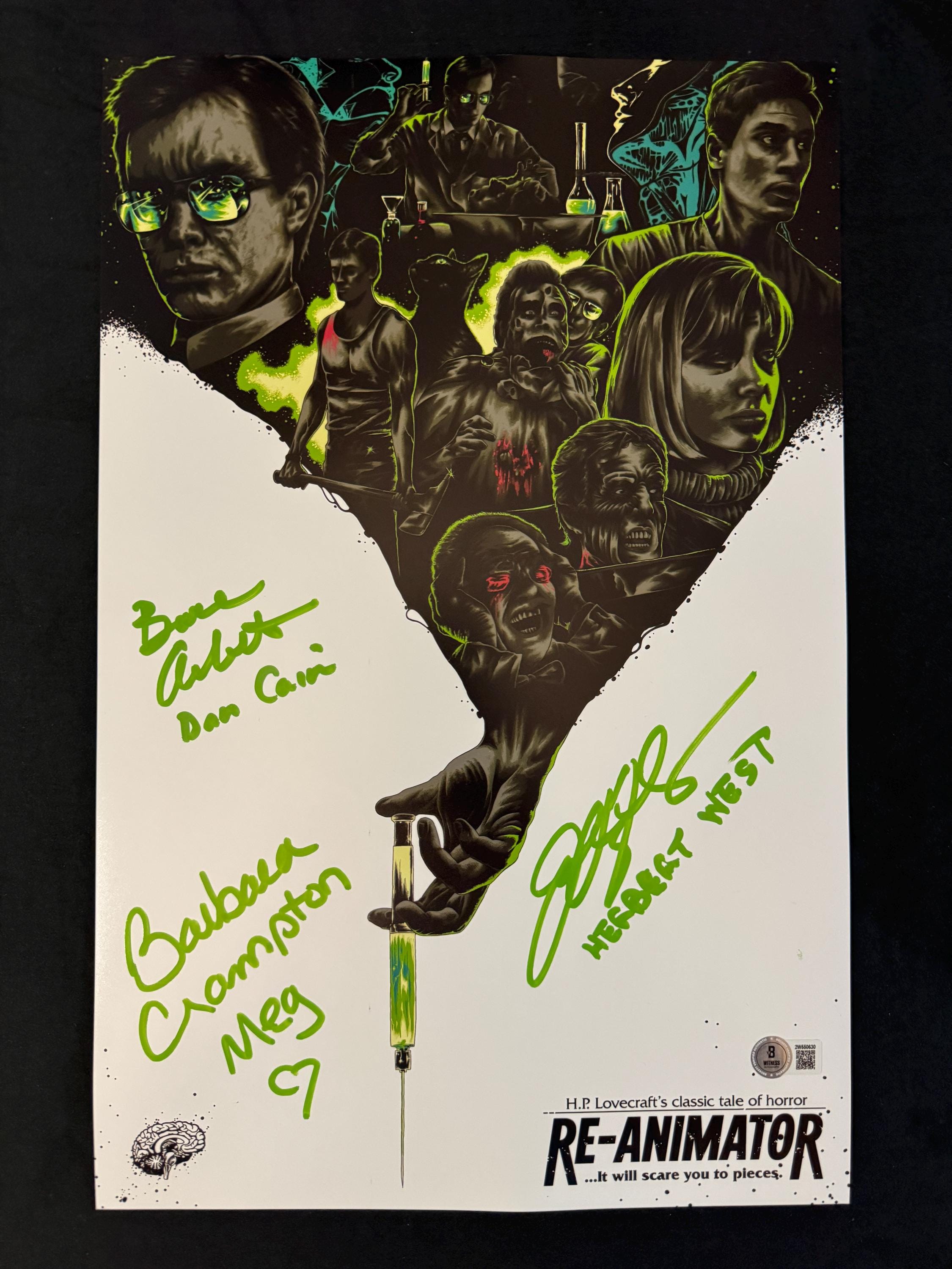 Fearsome Figures exclusive custom **Limited Edition** Re-Animator cast signed 11x17 photo W/Beckett witness COA