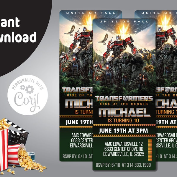 Transformers Rise of the Beasts Invitations Etsy