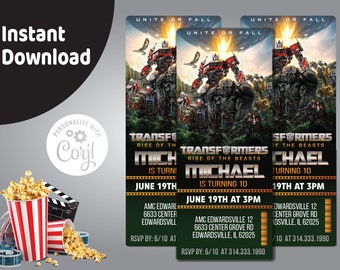 Transformers: Rise of The Beast birthday invitation, Transformers movie invitation, Easily Editable and Instantly Printable