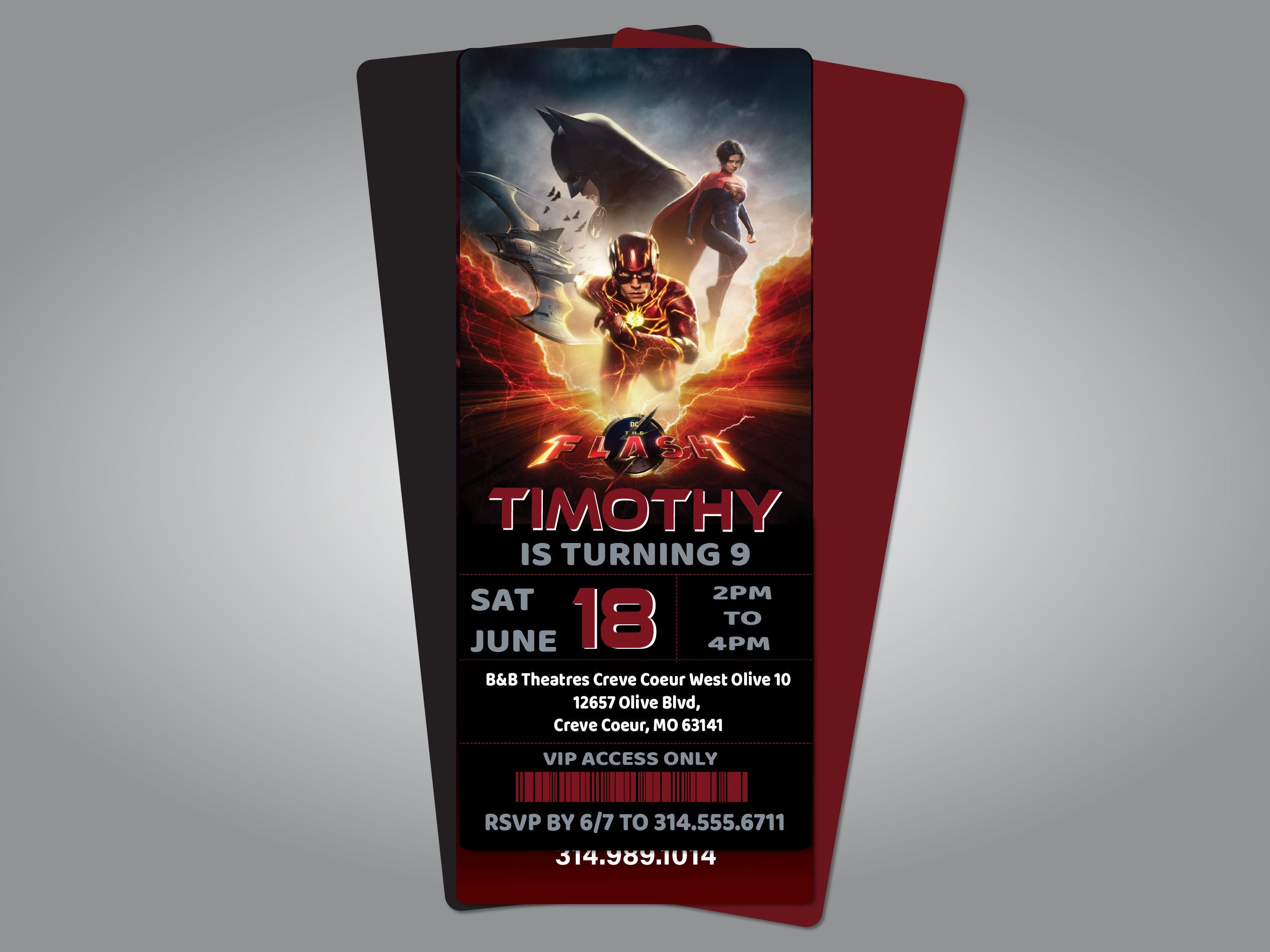 The Flash Birthday Invitation, Flash Movie Invitation, Easily Editable and Instantly Printable ...