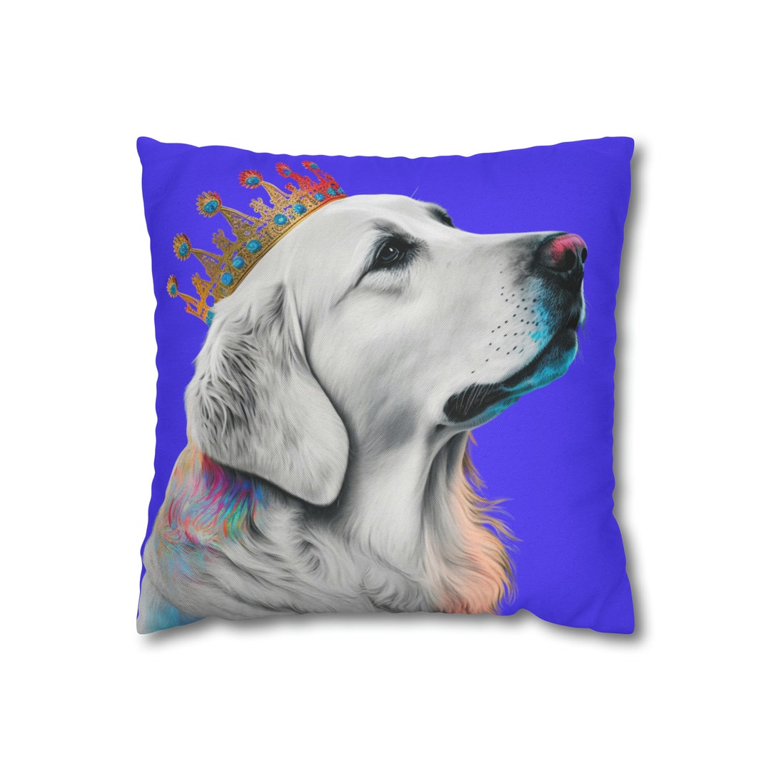 Regal Golden Retriever With Colorful Crown Cushion Cover Etsy