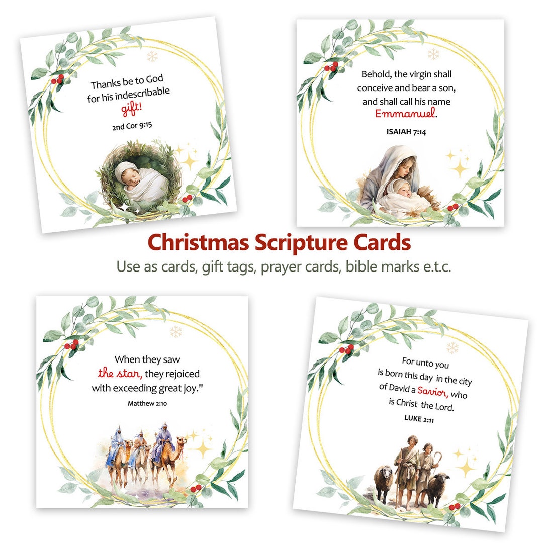 Christmas Bible Verses, Christmas Scripture Cards , Printable Christian ...