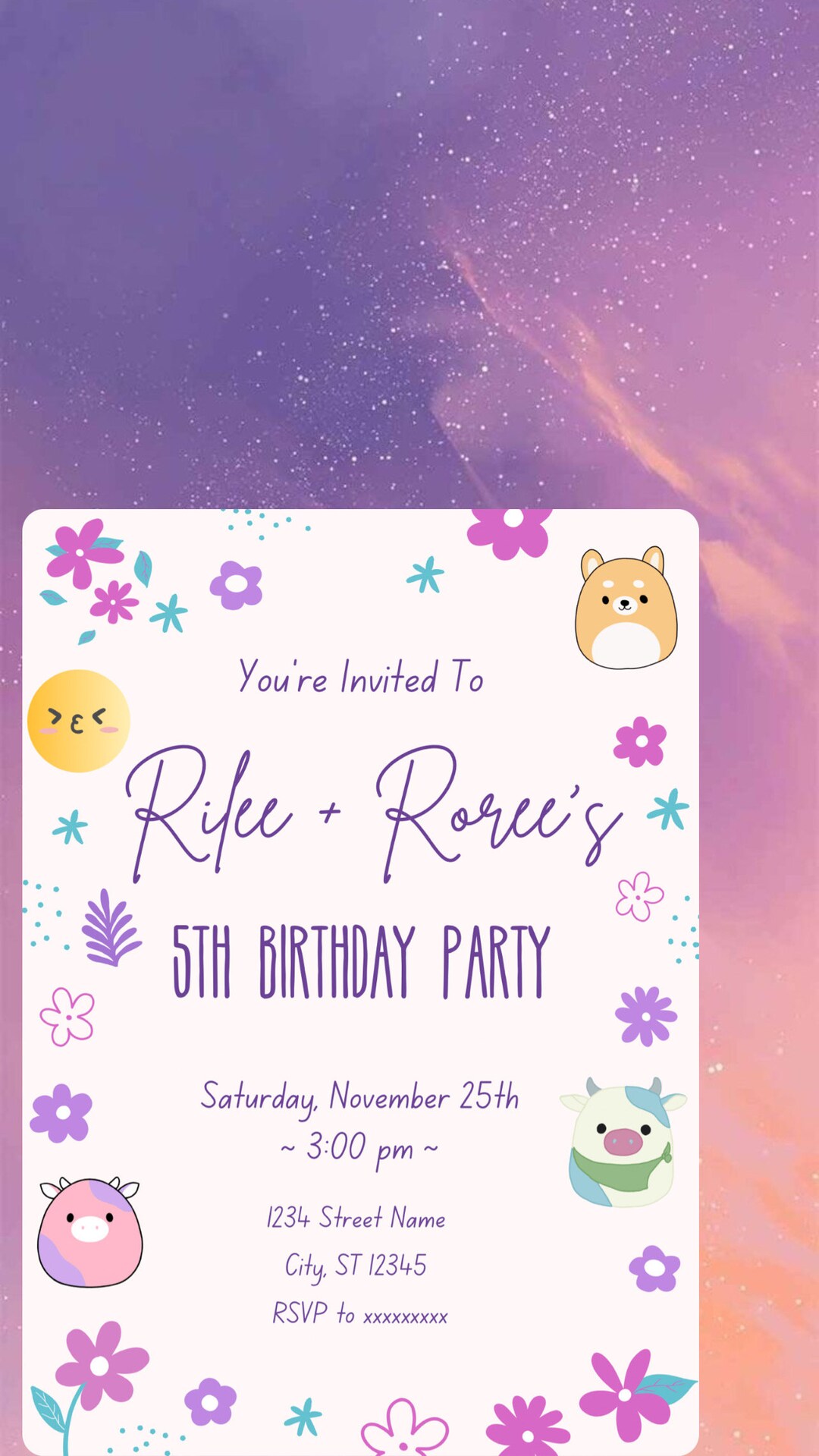 Birthday Squishmallow Invitation Editable Template - Etsy