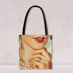 Sac fourre-tout de voyage avec empreintes de visage de femme uniques Sac à bandoulière en toile avec poignée en coton durable Meilleur cadeau pour femme par Agnes Pembroke