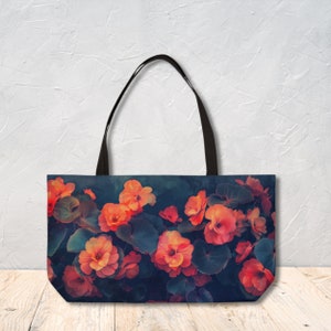 Sac de week-end avec imprimés de fleurs de bégonias Sac à bandoulière à utiliser comme sac d'école ou de voyage Cadeau personnalisé pour elle par Agnes Pembroke