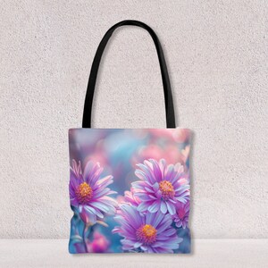 Sac d'école personnalisé avec imprimés de fleurs d'aster en tissu polyester, sac fourre-tout vintage pour ordinateur portable pour femme par Agnes Pembroke
