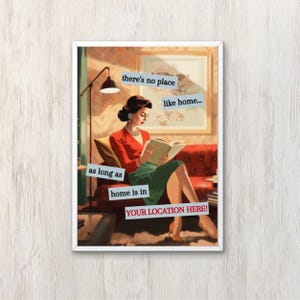 Personalisiertes, kunstvolles Wanddekor-witziges Mid Century-Poster Ästhetisches Wohnzimmerdekor Schrullig Geschenke Wandkunst Kein Ort wie zu Hause