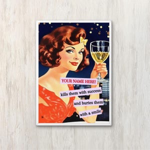 Einzigartiges kunstvolles Wanddekor Mid-Century-Poster Zeitgenössische schrullig Wandkunst Töte sie mit Erfolg Wohnkultur Ästhetischer Barwagendruck