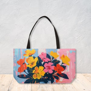 Sac week-end imprimé bouquet d'automne, sac cabas chic et écologique réutilisable pour un shopping durable, cadeau unique pour femme, par Agnes Pembroke