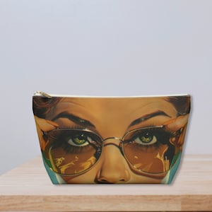 Mini neceser de viaje con diseño de mujer, con cremallera, con base en T o con diseño plano, de Agnes Pembroke