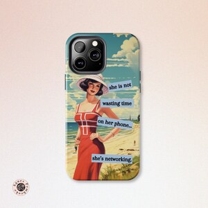 Tough Phone Case Vintage Design Custom iPhone 16 Case iPhone 15 14 Cover for iPhone 13 Pro Max Case iPhone 12 11 User Wasting Time Decor
