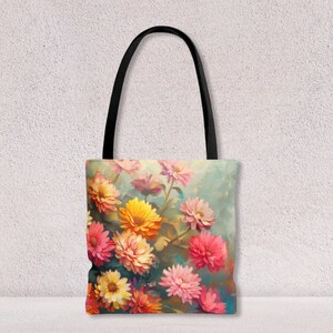 Sac fourre-tout de bureau personnalisé fleurs de chrysanthème pour femme professionnelles modernes Sac à bandoulière pour ordinateur portable avec poignée en coton par Agnes Pembroke