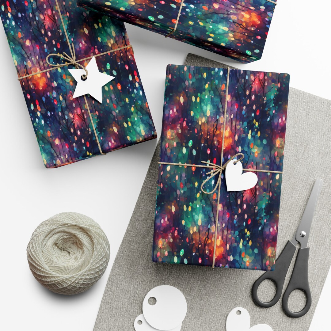 Holiday Gift Wrap Retro Style Unique Wrapping Paper Christmas Box Gift ...