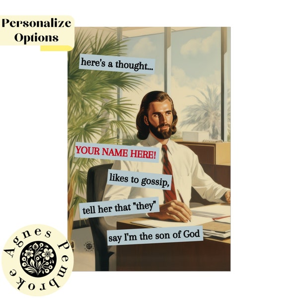 Lustiges Vintage Bibel Kunstdruck Retro Wohndekor Personalisiertes Poster Lustiges Jesus Geschenk für ihr Marketing von Agnes Pembroke