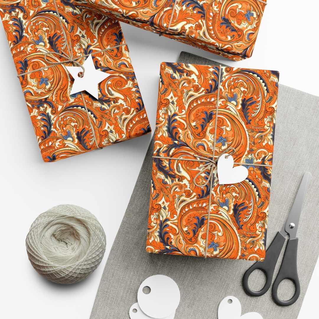 Orange Wrapping Paper Birthday Gift Wrap Decorative Wedding Gift
