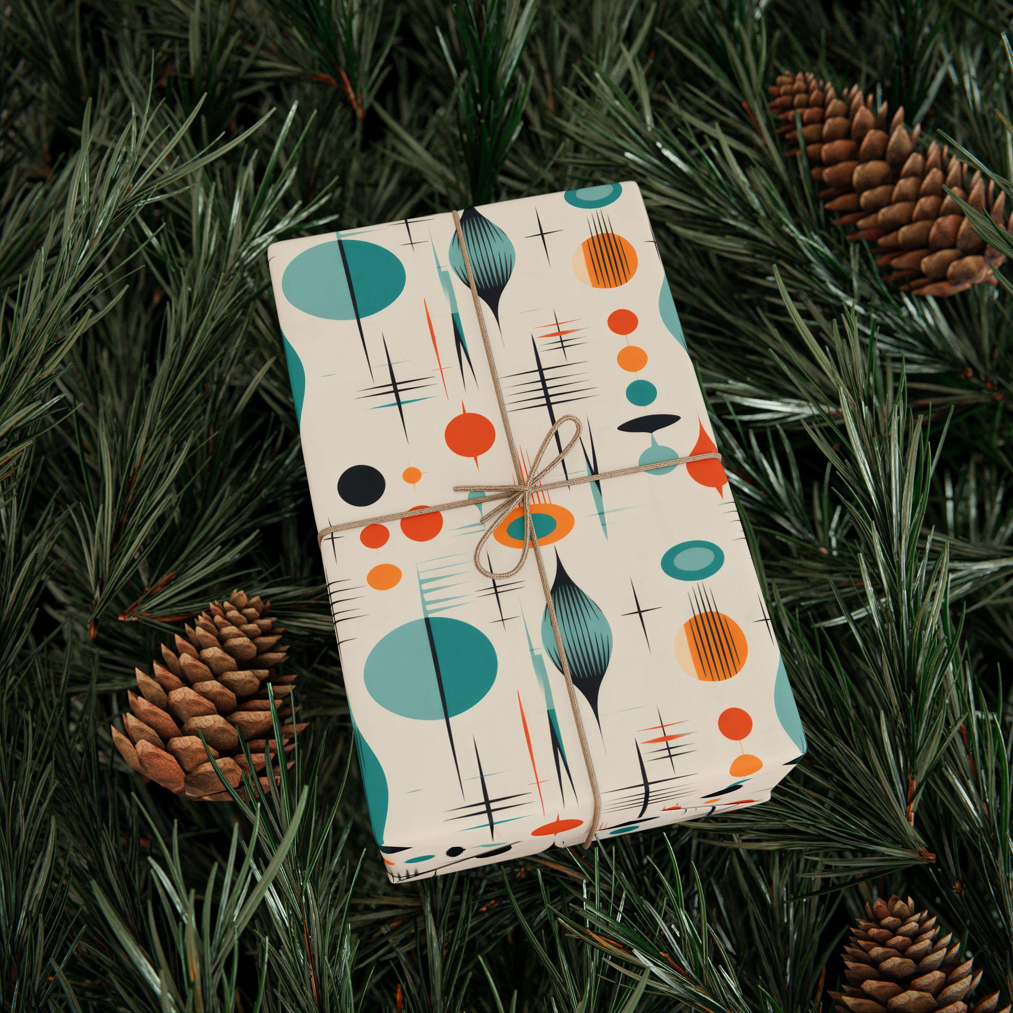 Mid Century Modern Gift Wrap Atomic Wrapping Paper Retro Shapes Wrap ...