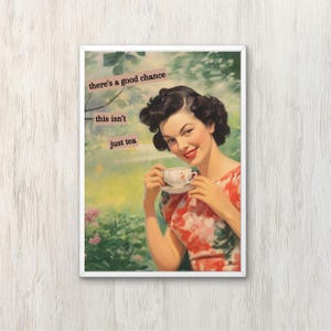 Vintage dekorative Wandkunst Mid Century schrullige Poster Raumdeko Humorvoll Barwagen Print Retro Hausfrau Einzigartiges Geschenk für Sie