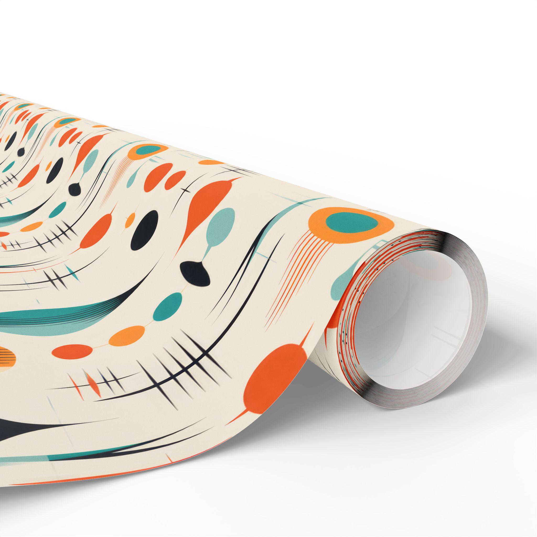 Mid Century Modern Gift Wrap Atomic Wrapping Paper Retro Shapes Wrap ...