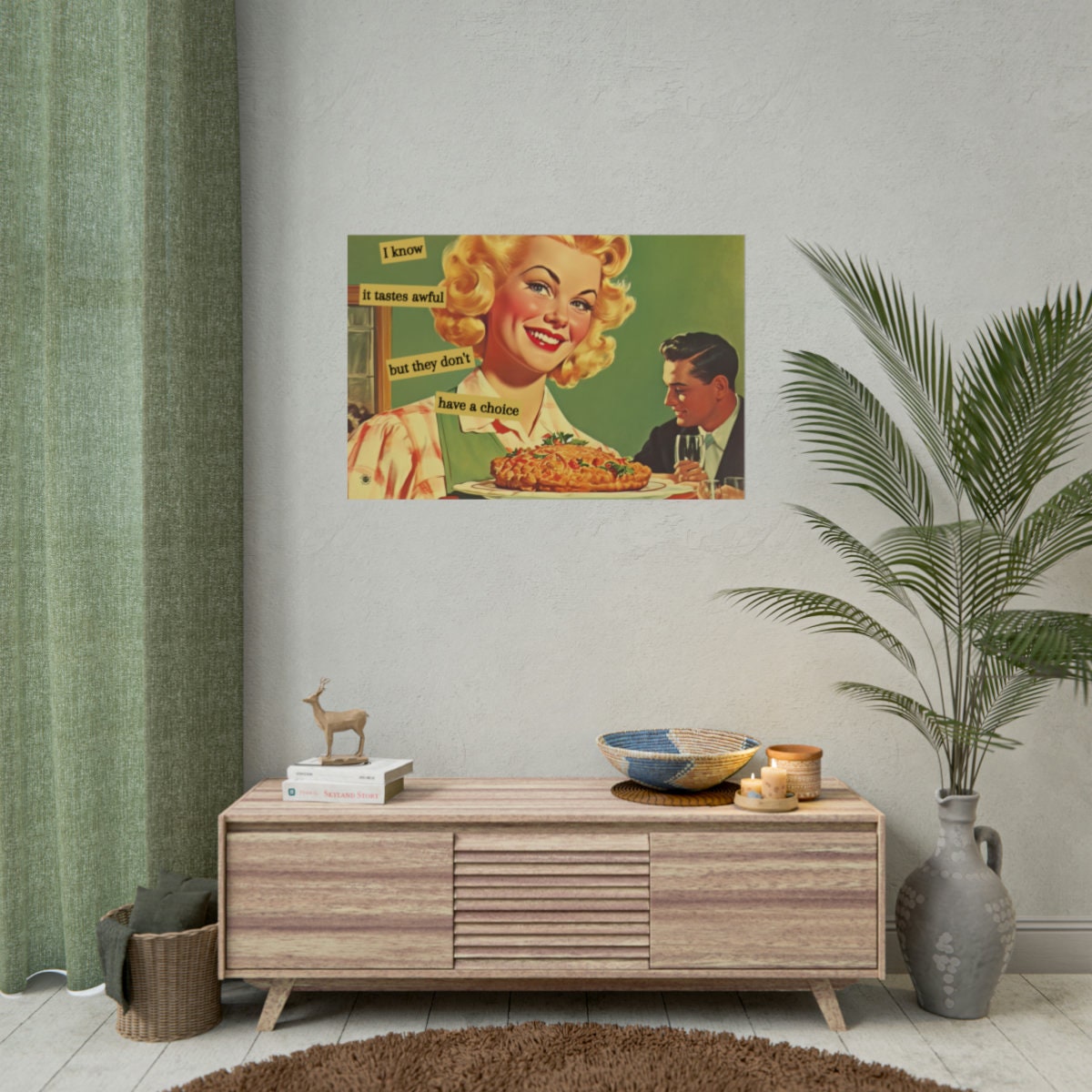 Vintage Kitchen Art Retro Housewife Decor Quirky Wall Art Bar Cart ...