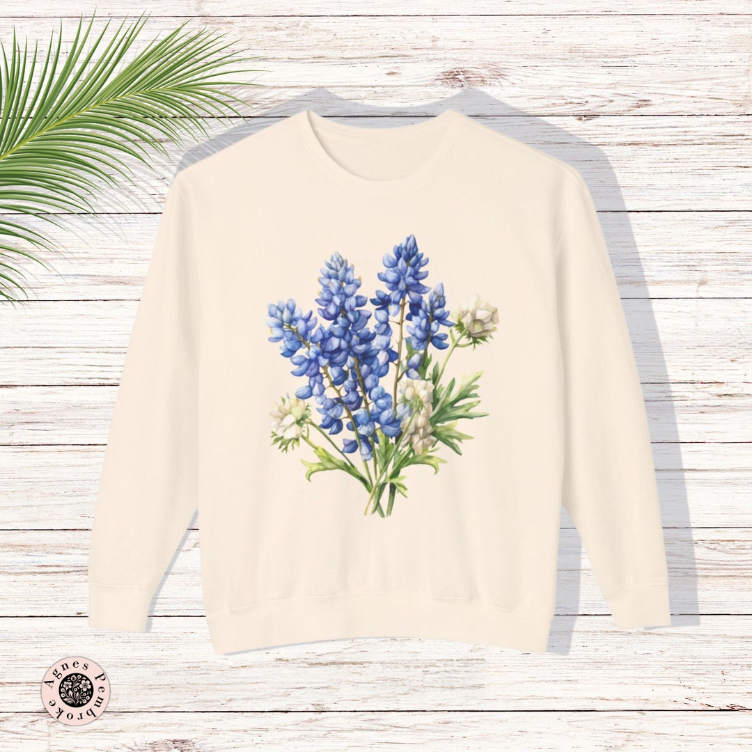 Bluebonnet Wildflower Sweatshirt for Women Comfort Colors Printed Shirt ...