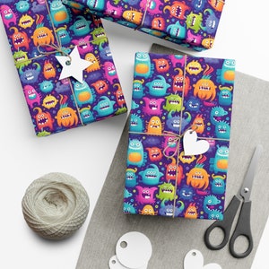 Grappige Cartoon Monster Cadeaupapier Verjaardagscadeau voor kinderen Unieke cadeauhoes voor babyshower Cadeaupapier Vel door Agnes Pembroke
