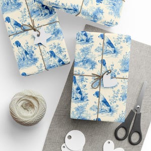 Carta da regalo Toile de Jouy, carta artistica con motivo Bloodhound, articoli per bricolage, fogli per scrapbooking, carta da regalo vintage di Agnes Pembroke