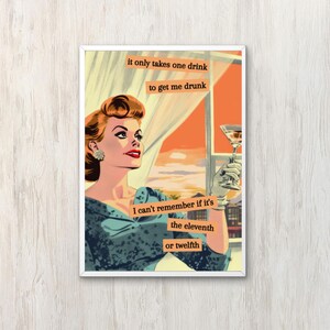Lustig Vintage Galerie-Poster Schrullige Wandkunst Retro Hausfrau Ästhetische Wohnkultur Bar Warenkorb Kunstdruck Kunstvolle Wandbehänge