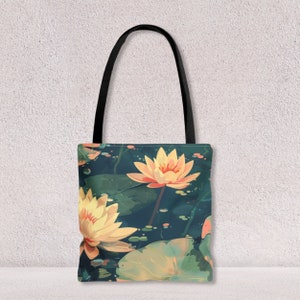 Sac fourre-tout personnalisé fleurs nénuphars fonctionnel sac de marché sac à bandoulière ou sac de plage cadeau unique pour femme par Agnes Pembroke