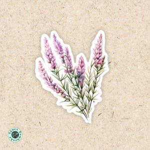 Heather Flowers Vinyl Decal Stickers Unique Floral Prints Fridge or Tumbler Sticker Custom Message Gift Box Decor by Agnes Pembroke
