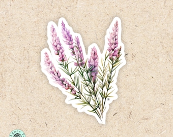 Heather Flowers Vinyl Decal Stickers Unique Floral Prints Fridge or Tumbler Sticker Custom Message Gift Box Decor by Agnes Pembroke