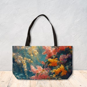 Sac fourre-tout de week-end personnalisé élégant cartable ou sac pour ordinateur portable avec fleurs de mimosa colorées Cadeau unique pour Herby Agnes Pembroke