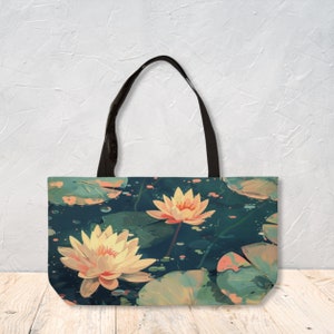 Sac fourre-tout week-end fleurs nénuphars Cadeau personnalisé pour anniversaire Sac à bandoulière élégant pour virées shopping par Agnes Pembroke